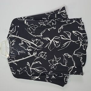 Karl Lagerfeld V-neck beaded black & white floral top